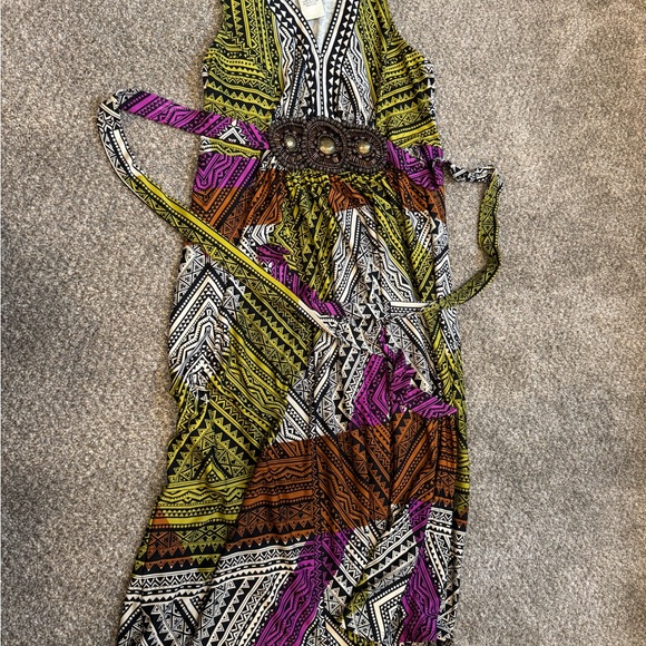 Ice Dresses & Skirts - Boho Geometric Ice y2k Eci Maxi dress Size xl tribal brown beaded